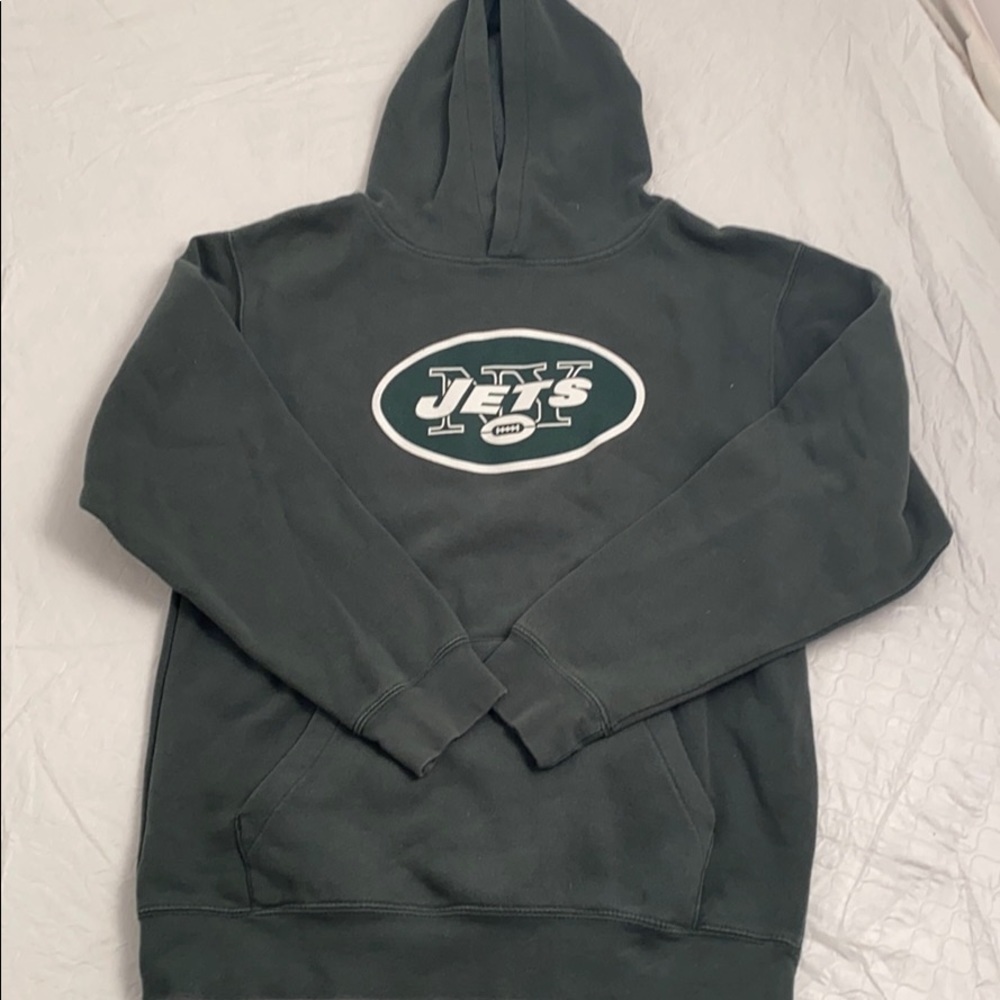 NFL New York Jets green white logo hoodie L 14-16